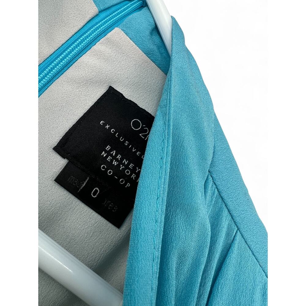 O'2nd X BARNEYS NY silk sleeveless v- neck dress mini wrap style short teal 0 XS - Picture 3 of 4